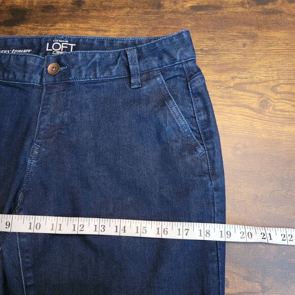 Loft Jeans 6 Curvy Trouser Flare Low Rise Button Flap Dark Wash Denim Preppy - Picture 7 of 11